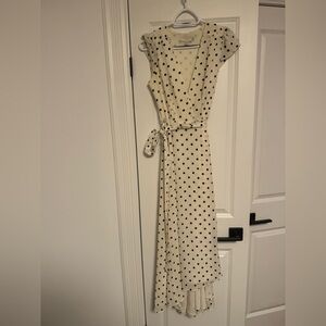 Ted Baker Cream Maxi Wrap Dress with Black Polka Dots